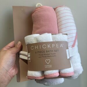 chick pea Pink & White 6-Piece Baby Bath Set